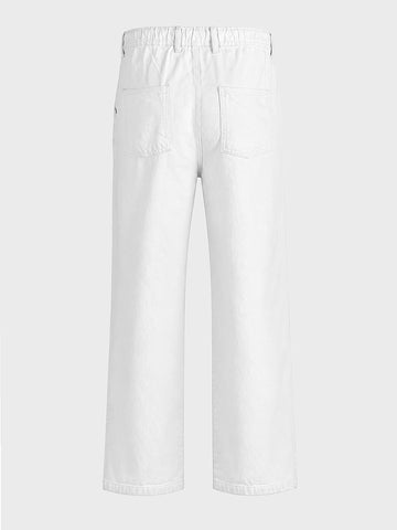 Men's White Relaxed Fit Solid Utility Jeans