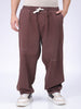 Men's Brown Bootcut Loose Fit Solid Mid-Rise Denim Joggers