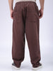 Men's Brown Bootcut Loose Fit Solid Mid-Rise Denim Joggers