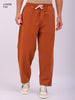 Men's Tan Bootcut Loose Fit Solid Mid-Rise Denim Joggers