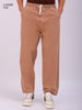 Men's Brown Bootcut Loose Fit Solid Mid-Rise Denim Joggers