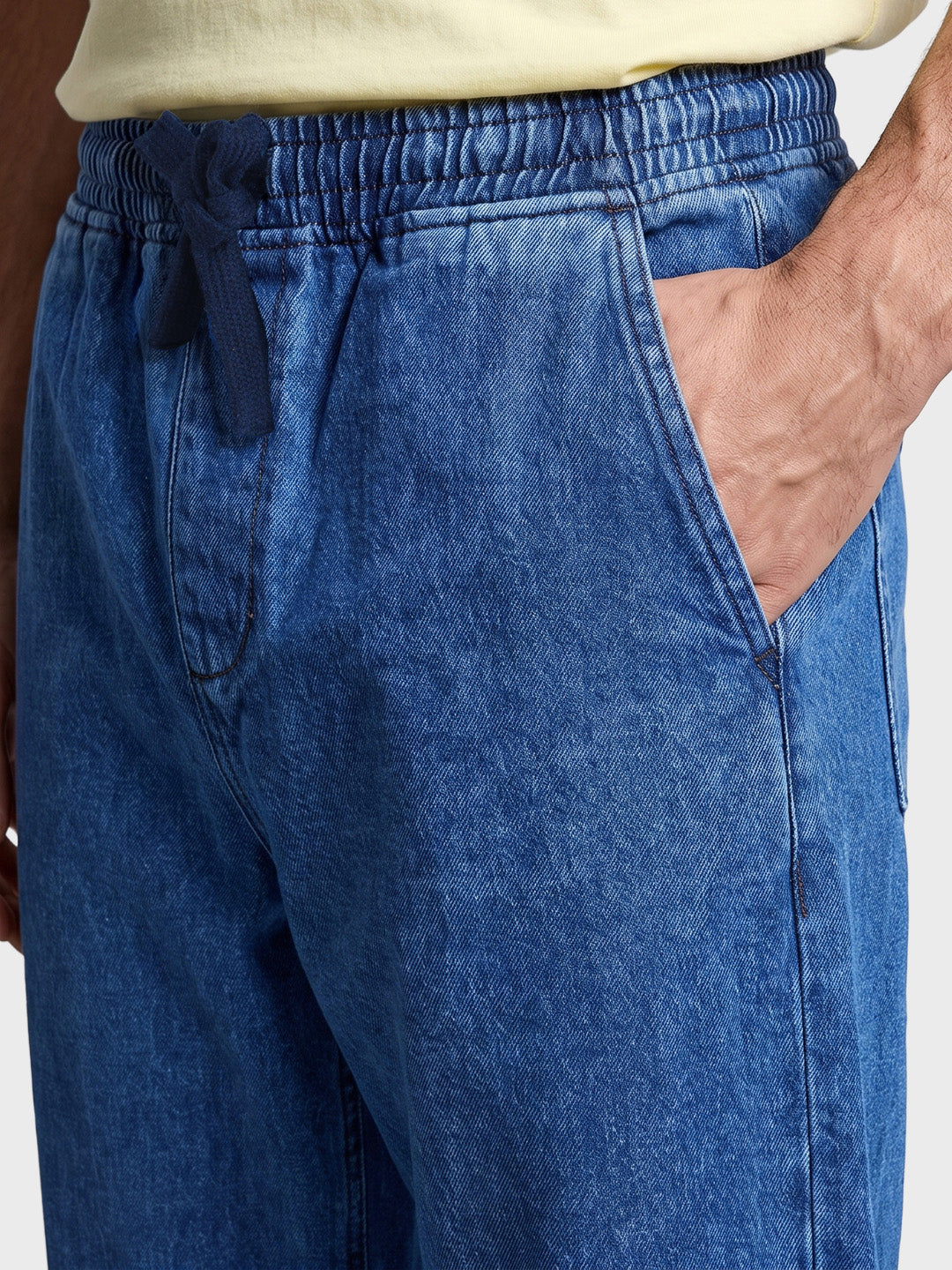 Men's Blue Loose Fit Solid Street Wear Jeans