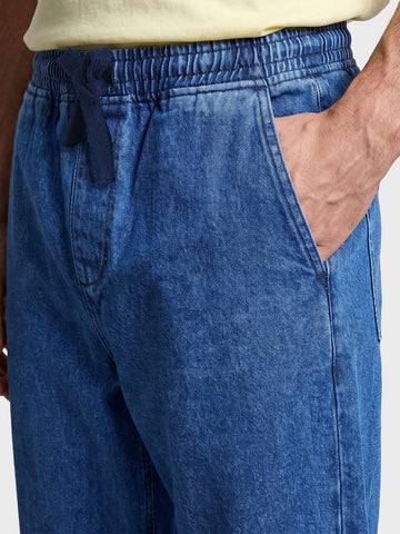 Men's Blue Loose Fit Solid Street Wear Jeans
