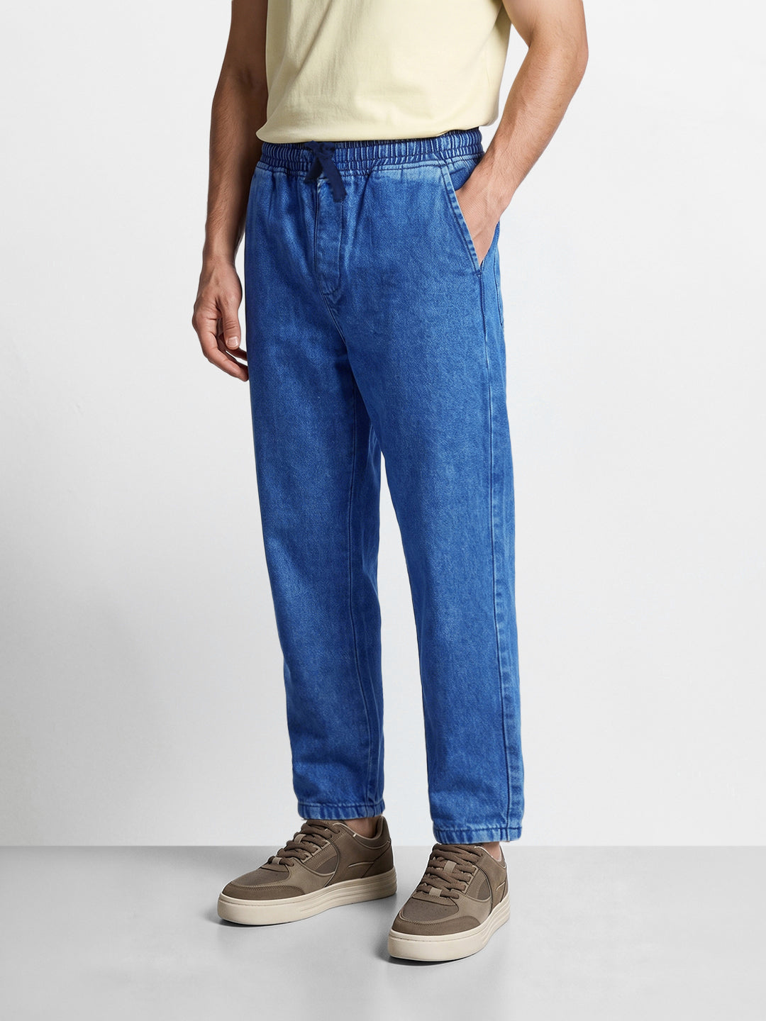 Men's Blue Loose Fit Solid Street Wear Jeans