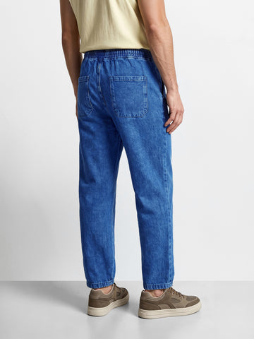 Men's Blue Loose Fit Solid Street Wear Jeans