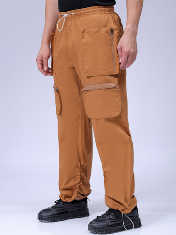 Men's Yellow Relaxed Fit Utility Joggers