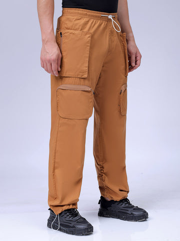 Men's Yellow Relaxed Fit Utility Joggers