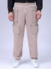 Men's Beige Relaxed Fit Utility Joggers