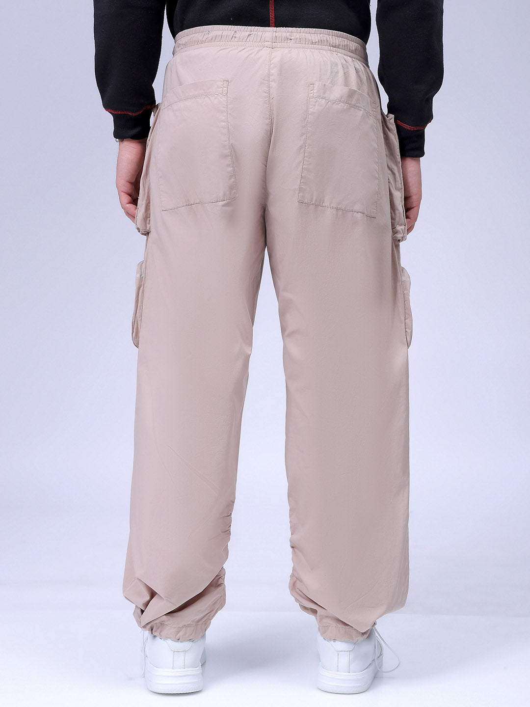 Men's Beige Relaxed Fit Utility Joggers