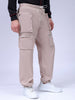 Men's Beige Relaxed Fit Utility Joggers