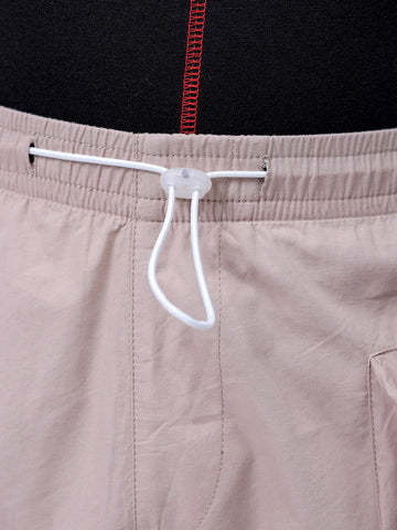 Men's Beige Relaxed Fit Utility Joggers