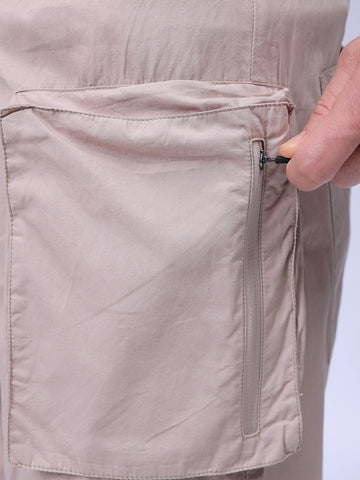 Men's Beige Relaxed Fit Utility Joggers