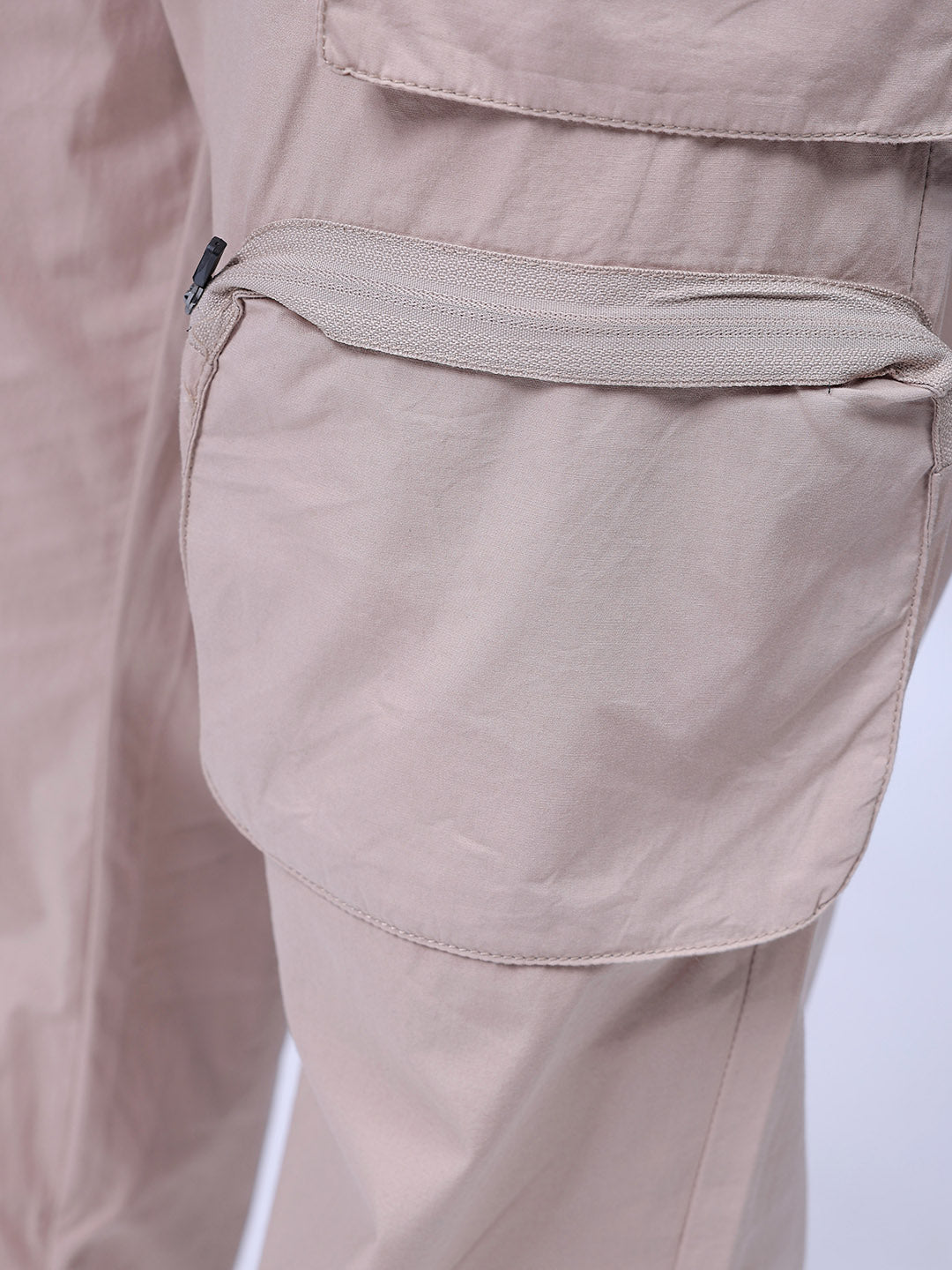 Men's Beige Relaxed Fit Utility Joggers