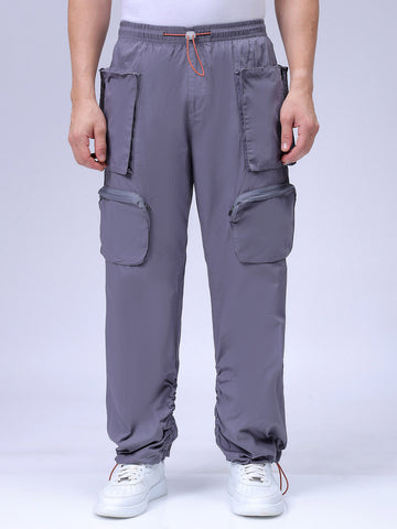 Men's Grey Relaxed Fit Utility Joggers