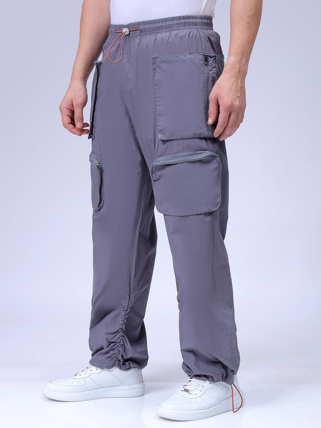 Men's Grey Relaxed Fit Utility Joggers