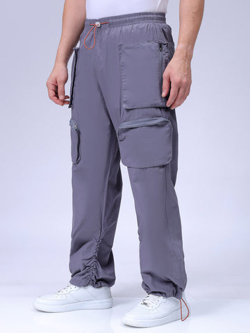 Men's Grey Relaxed Fit Utility Joggers