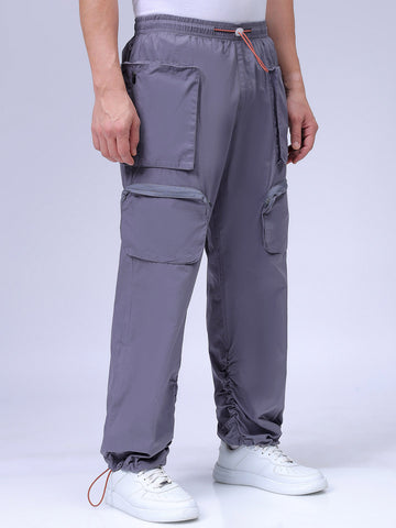 Men's Grey Relaxed Fit Utility Joggers