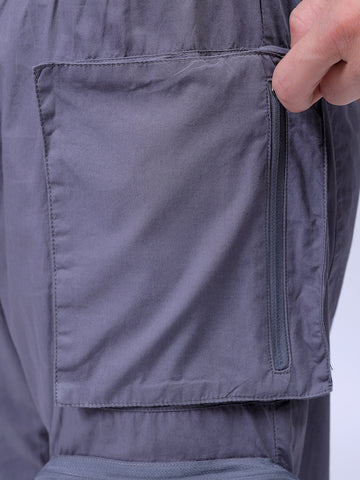 Men's Grey Relaxed Fit Utility Joggers