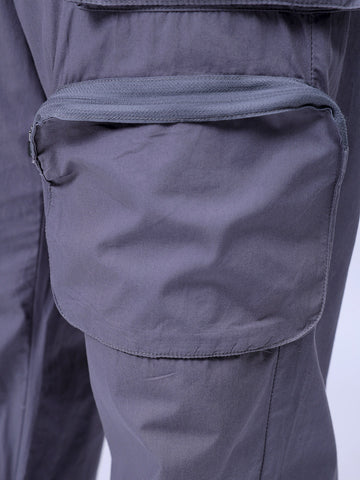 Men's Grey Relaxed Fit Utility Joggers