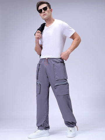 Men's Grey Relaxed Fit Utility Joggers