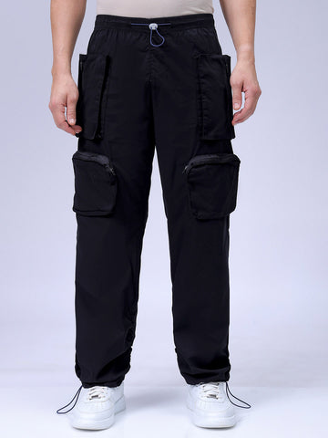 Men's Black Relaxed Fit Utility Joggers