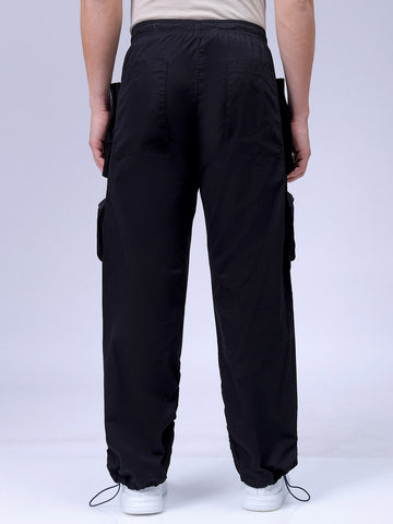 Men's Black Relaxed Fit Utility Joggers