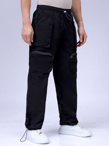 Men's Black Relaxed Fit Utility Joggers