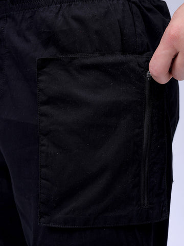 Men's Black Relaxed Fit Utility Joggers
