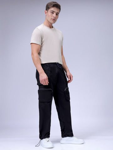 Men's Black Relaxed Fit Utility Joggers