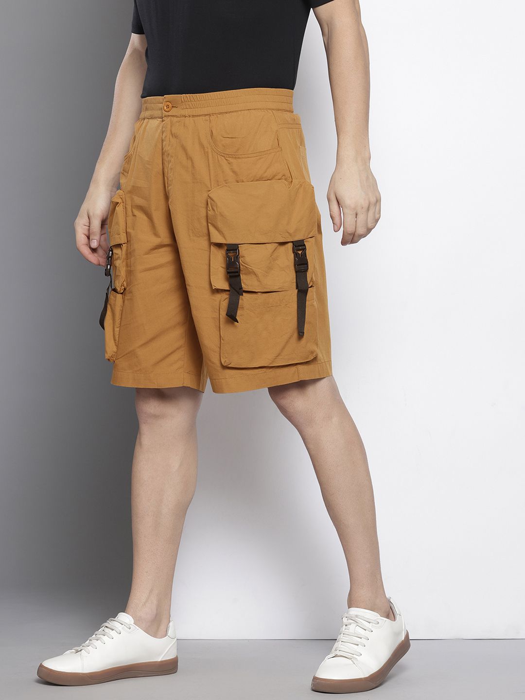 Men's Yellow Relaxed Fit Utility Shorts