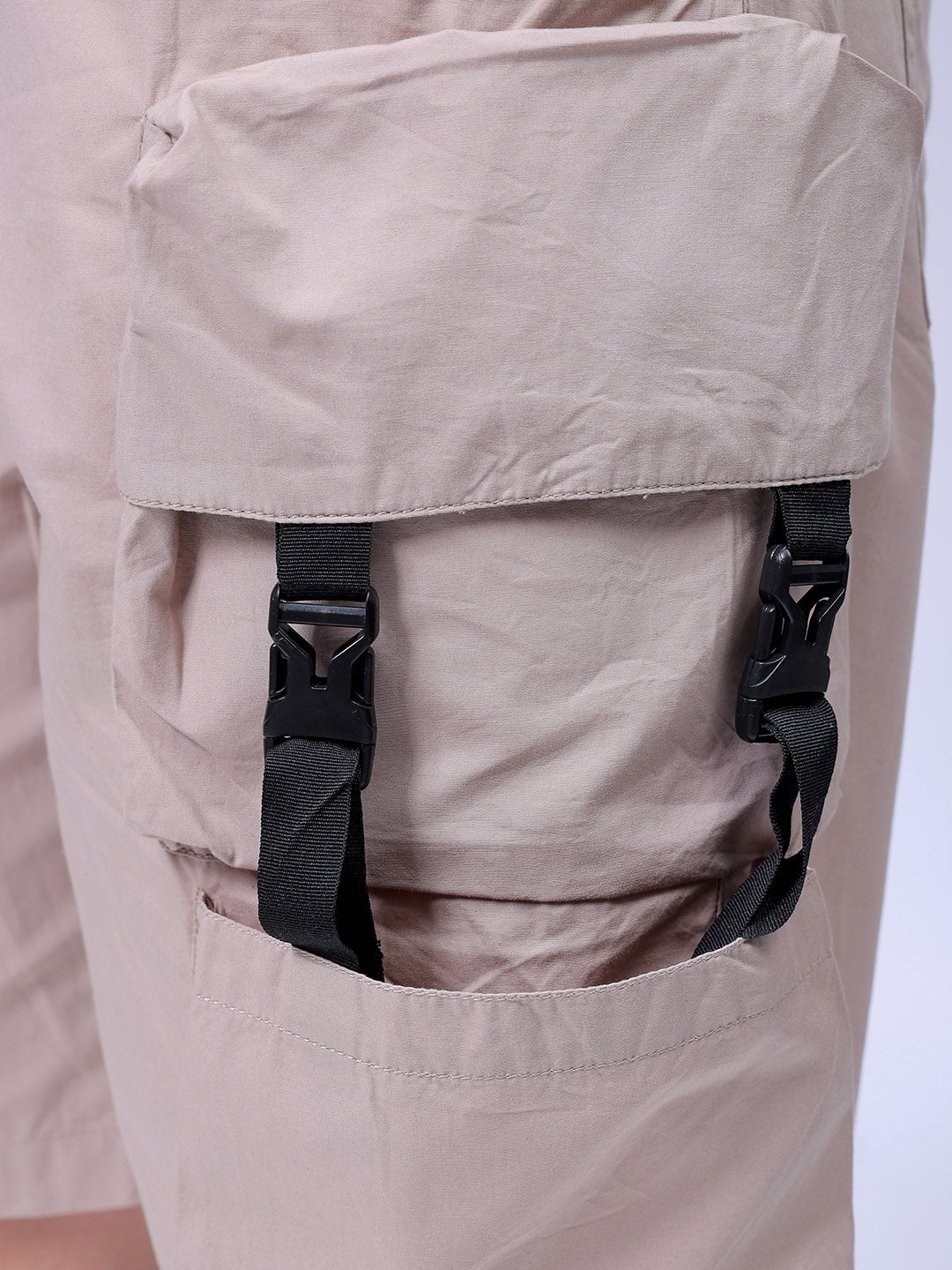 Men's Beige Relaxed Fit Utility Shorts