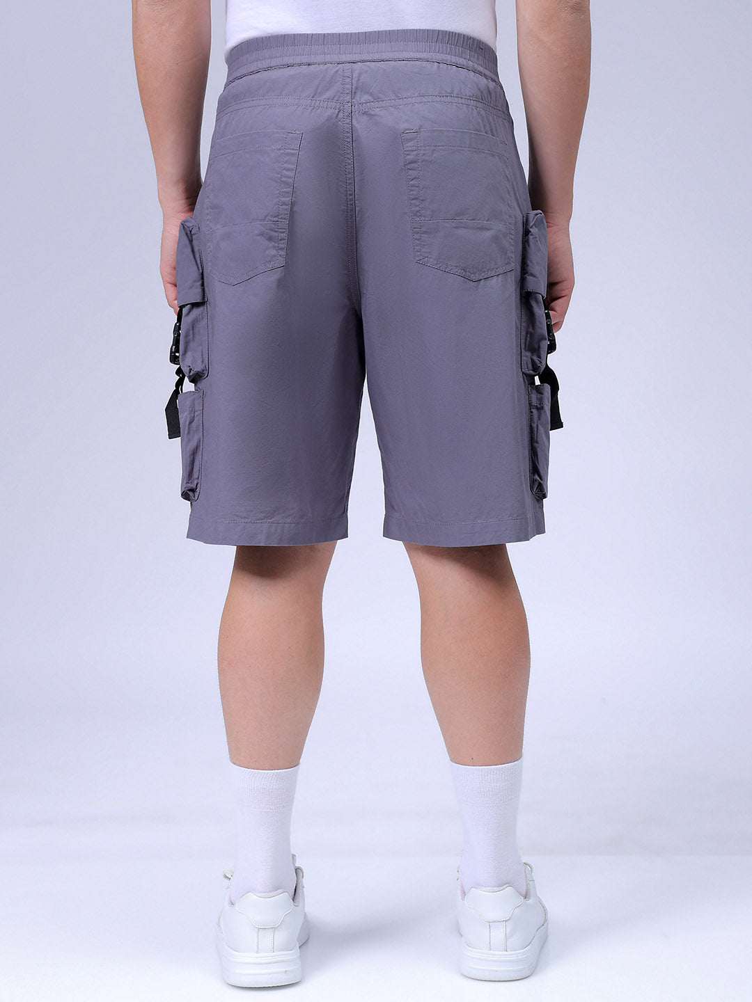 Men's Grey Relaxed Fit Utility Shorts