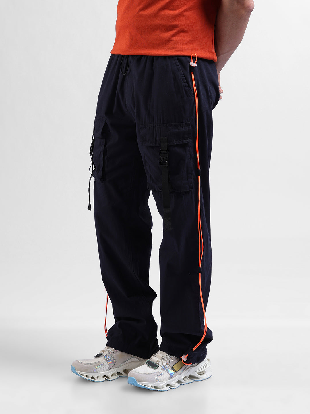 Men Navy Blue Relaxed Fit Solid Joggers