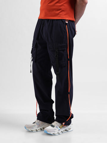Men Navy Blue Relaxed Fit Solid Joggers