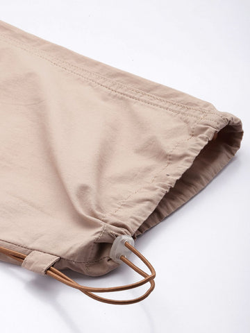 Men's Beige Relaxed Fit Solid Utility Cargo Jogger
