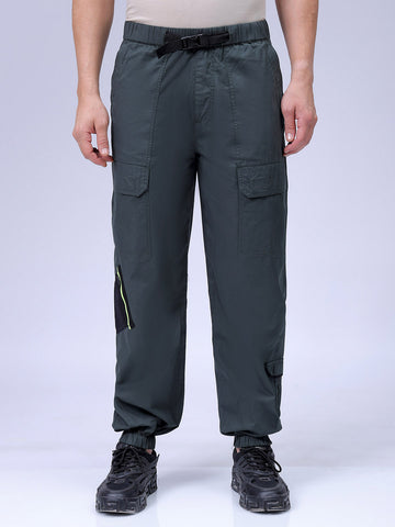Men's Green Loose Fit Casual Joggers