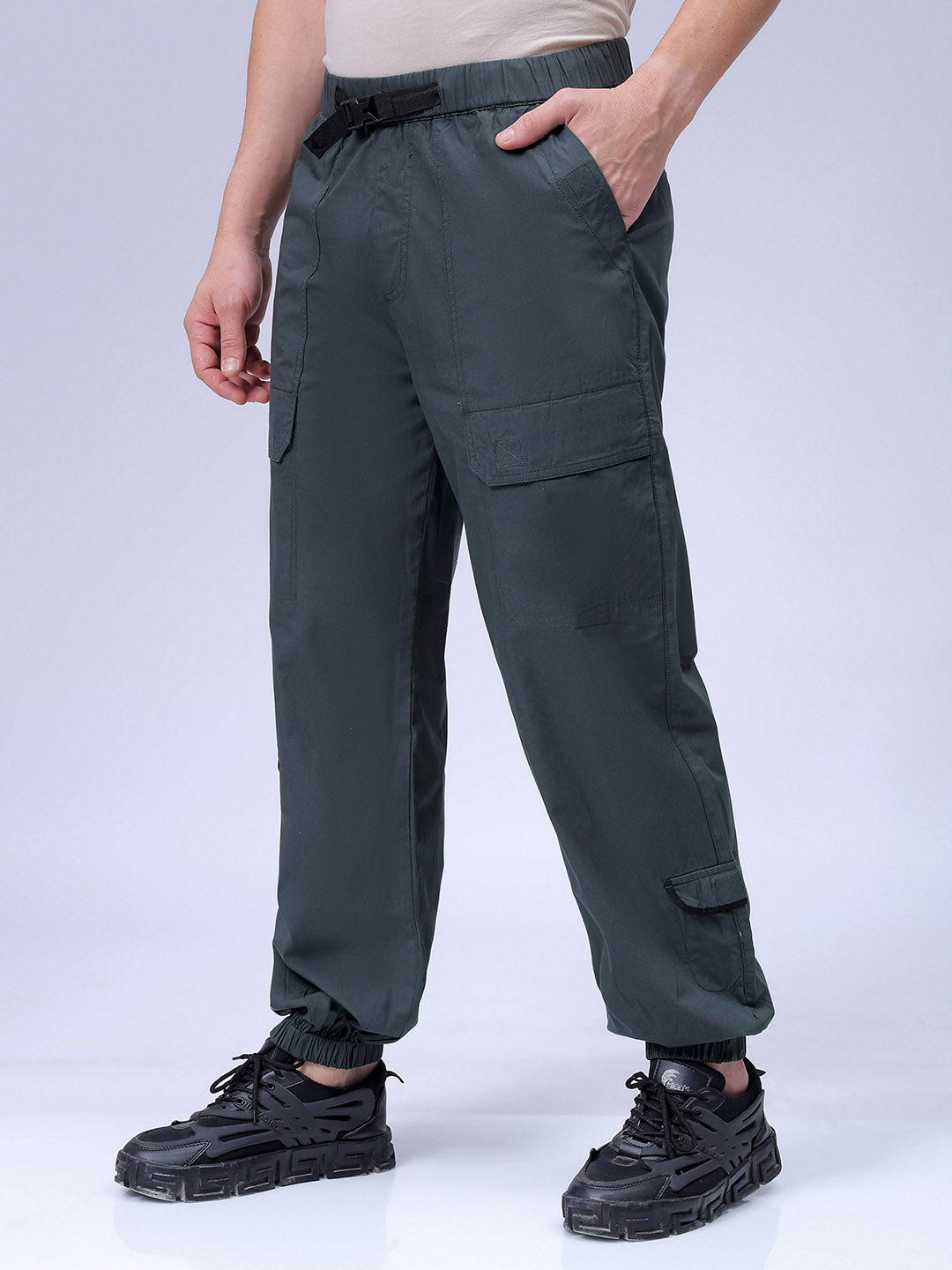 Men's Green Loose Fit Casual Joggers