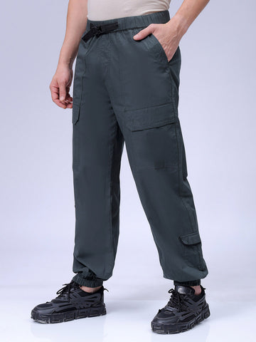 Men's Green Loose Fit Casual Joggers