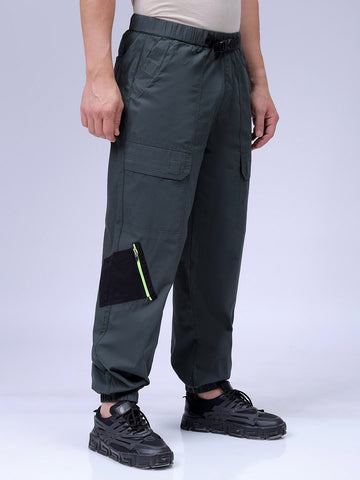 Men's Green Loose Fit Casual Joggers