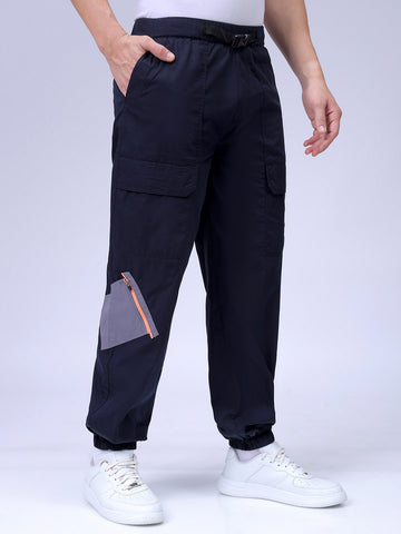Men's Navy Loose Fit Casual Joggers