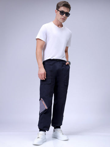 Men's Navy Loose Fit Casual Joggers