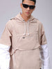 Men's Khaki Relaxed Fit Colourblocked Utility Jacket