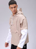 Men's Khaki Relaxed Fit Colourblocked Utility Jacket