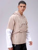 Men's Khaki Relaxed Fit Colourblocked Utility Jacket