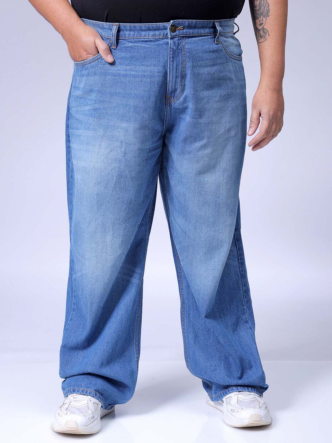 Men's Blue Baggy Fit Casual Jeans