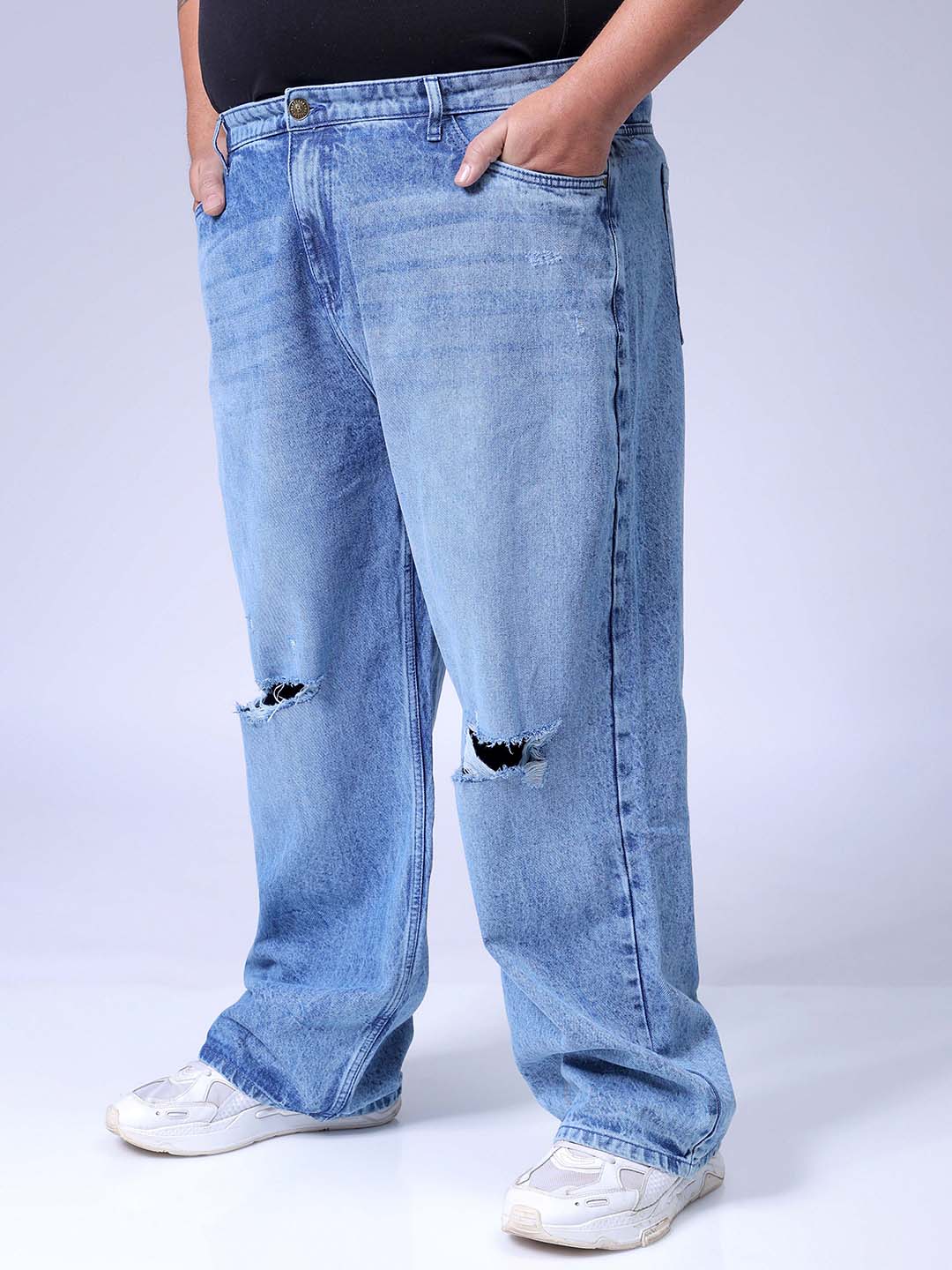 Men's Blue Baggy Fit Casual Jeans