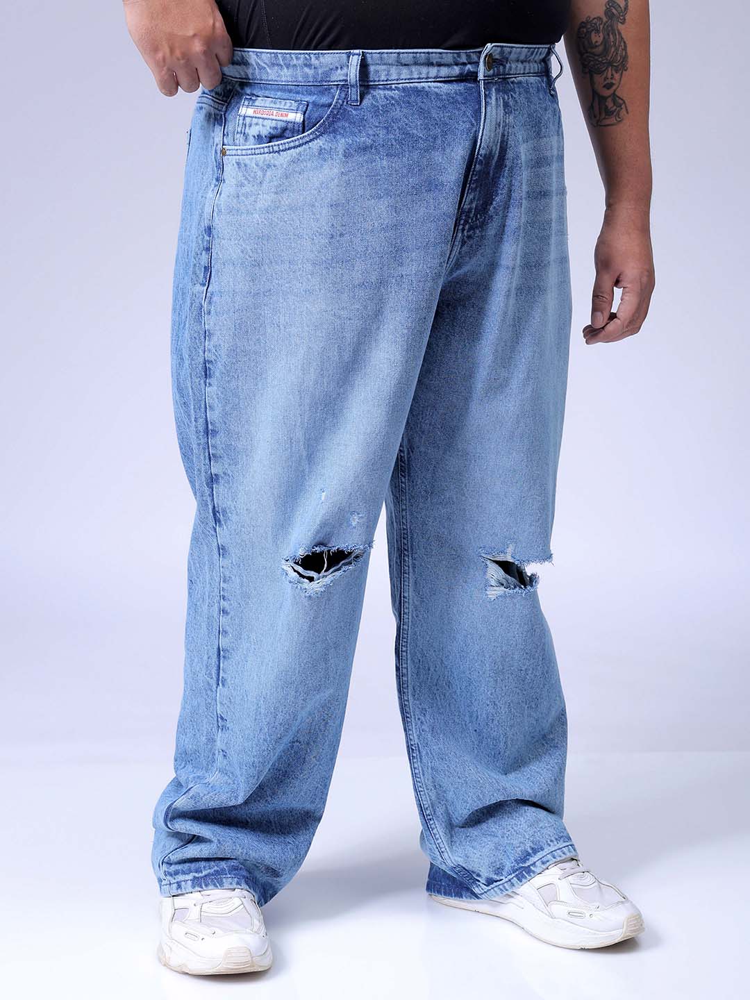 Men's Blue Baggy Fit Casual Jeans