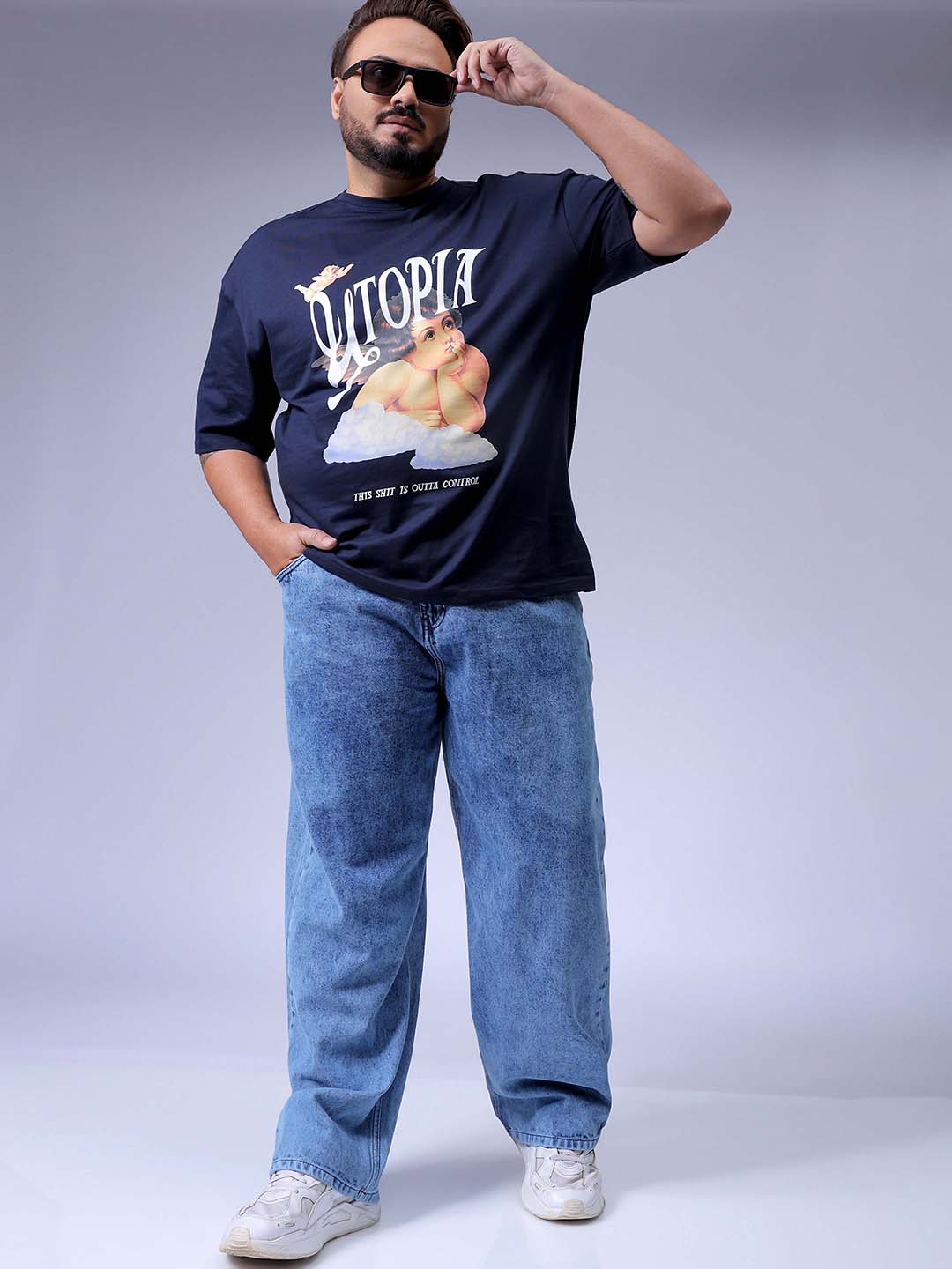 Men's Blue Baggy Fit Casual Jeans