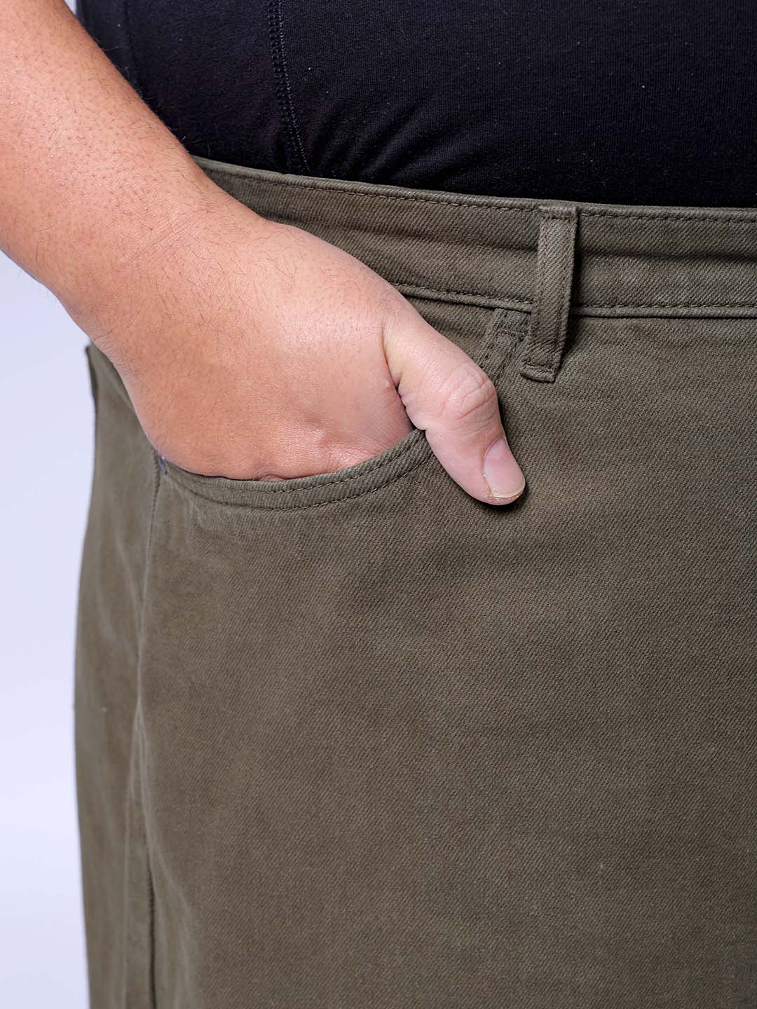 Men's Olive Baggy Fit Casual Jeans
