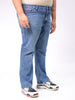 Men's Plus Size Blue Bootcut Fit Solid Stretchable Jeans
